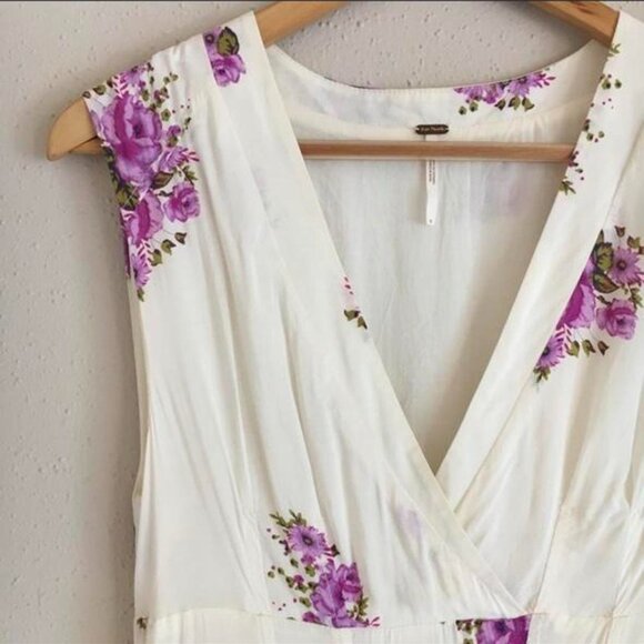 FREE PEOPLE | Off-White + Purple Midi Birdie Hi-Lo Dress (Size 0) - Picture 6 of 6